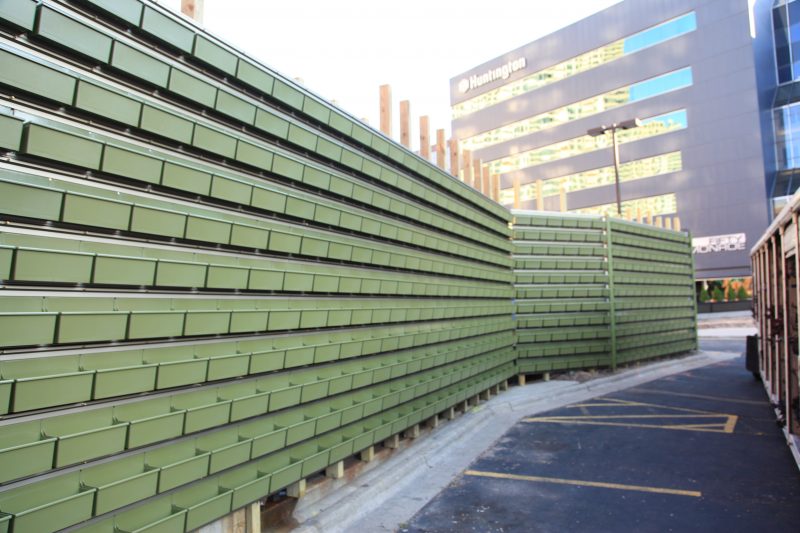 An unplanted LiveWall system outside of The BOB in Grand Rapids, MI.
