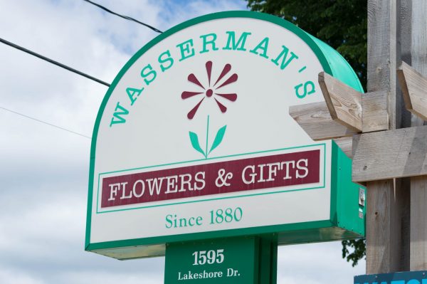 Wasserman's Flowers & Gifts Sign - Oldest Business in Muskegon, Michigan