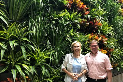 Indoor Green Wall in the Orlando Public Library, with CEO Mary Ann Hodel and COO Steve Powell