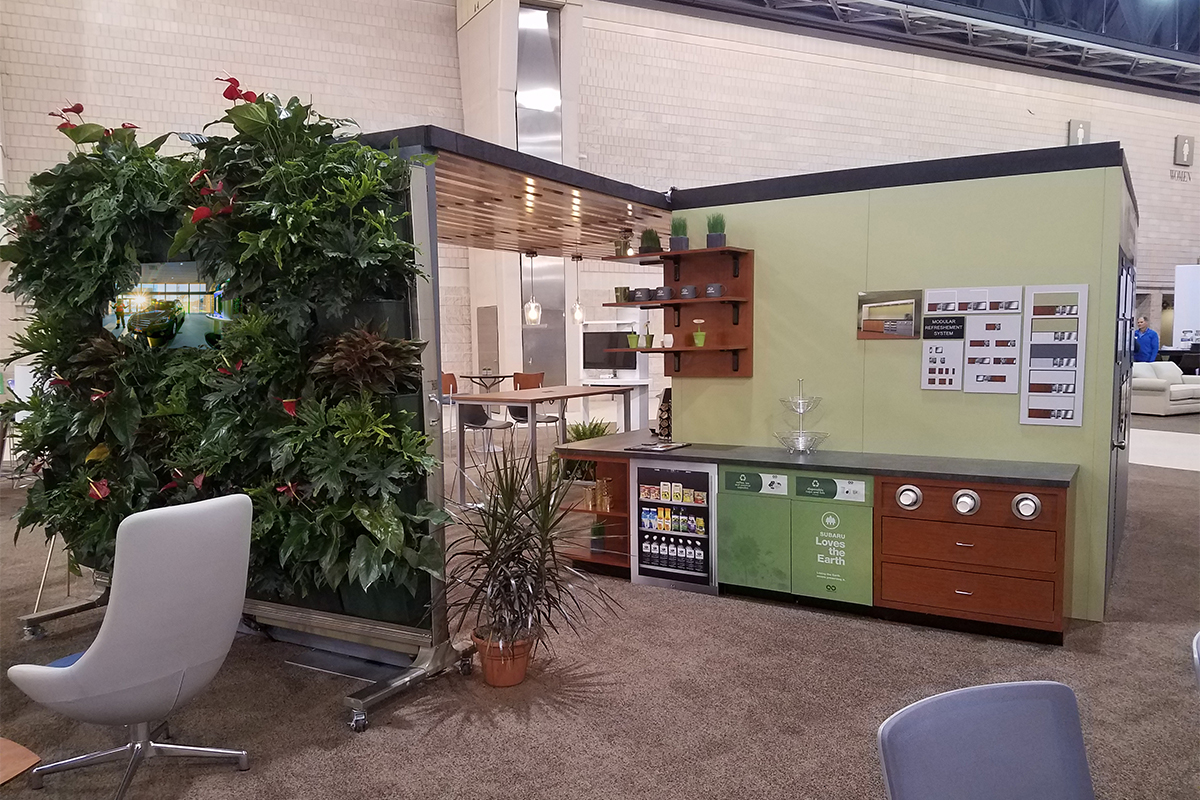 Retail designer NBC Environments invited Subaru dealership owners to welcome buyers with an indoor living wall.