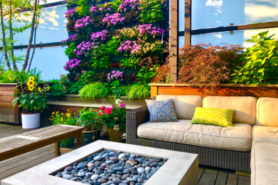 Vibrant living wall on a Chicago roofdeck