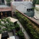 An overhead view of the green living wall at Hotel Cerro in California