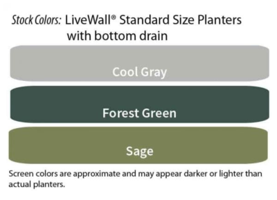 Color Options for LiveWall Large Planters (WallTers) with Bottom Drain