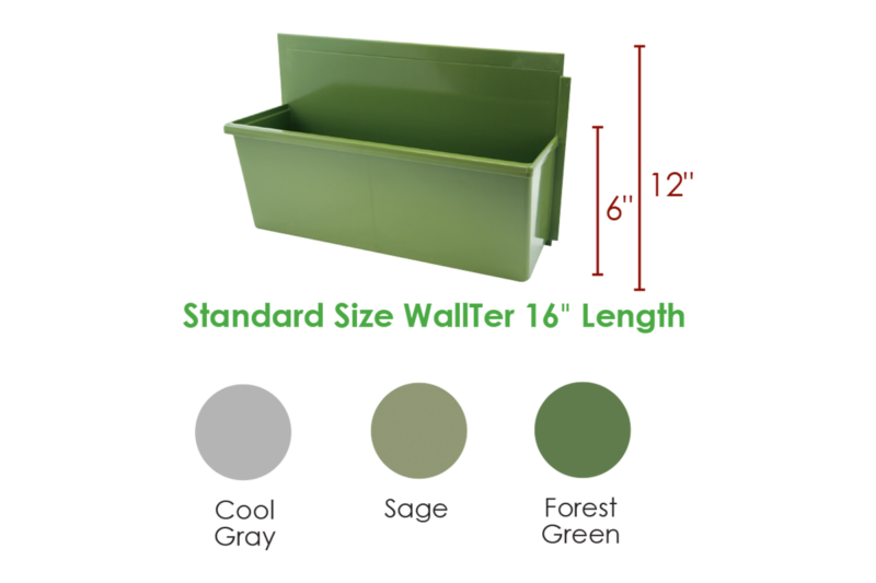 Image of standard size WallTer planters and its color options